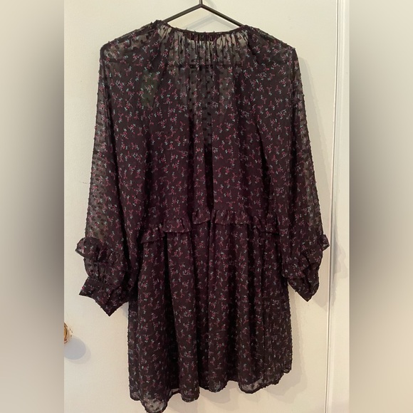 Zara Black Sheer Pink Floral Dress w/ Slip Lining size Small - Picture 8 of 8